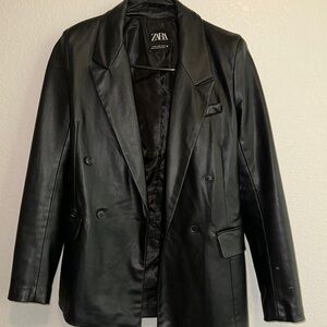 Zara Sleek Black Double-Breasted Jacket